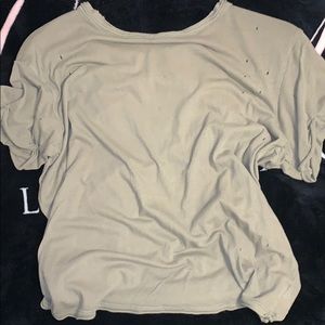 distressed olive green short sleeve